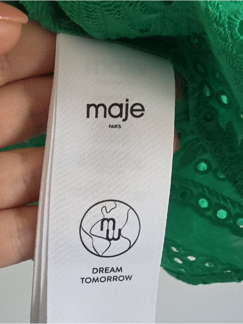 *SOLD* MAJE | Ciggy Eyelet Embroidery Cotton Blouse in green sz L - Picture 7 of 7